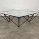 Pyramidal coffee table in steel wire and glass in the style of Piva