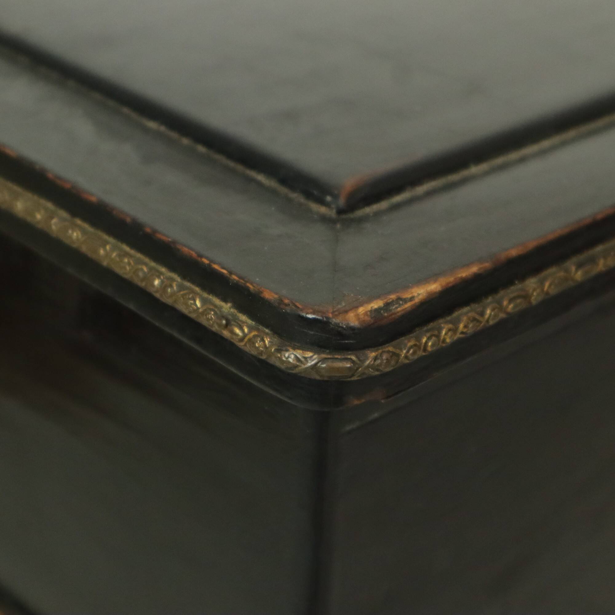 Black Lacquered Antique Sewing Table Side Table Mahogany 19th Century