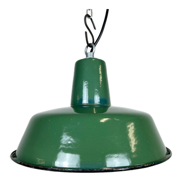Industrial green enamel pendant lamp, 1960s