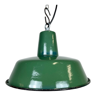 Industrial green enamel pendant lamp, 1960s
