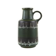 Vase en céramique fat lava avec poignée, glaçure verte, Allemagne de l'Ouest, années 1970