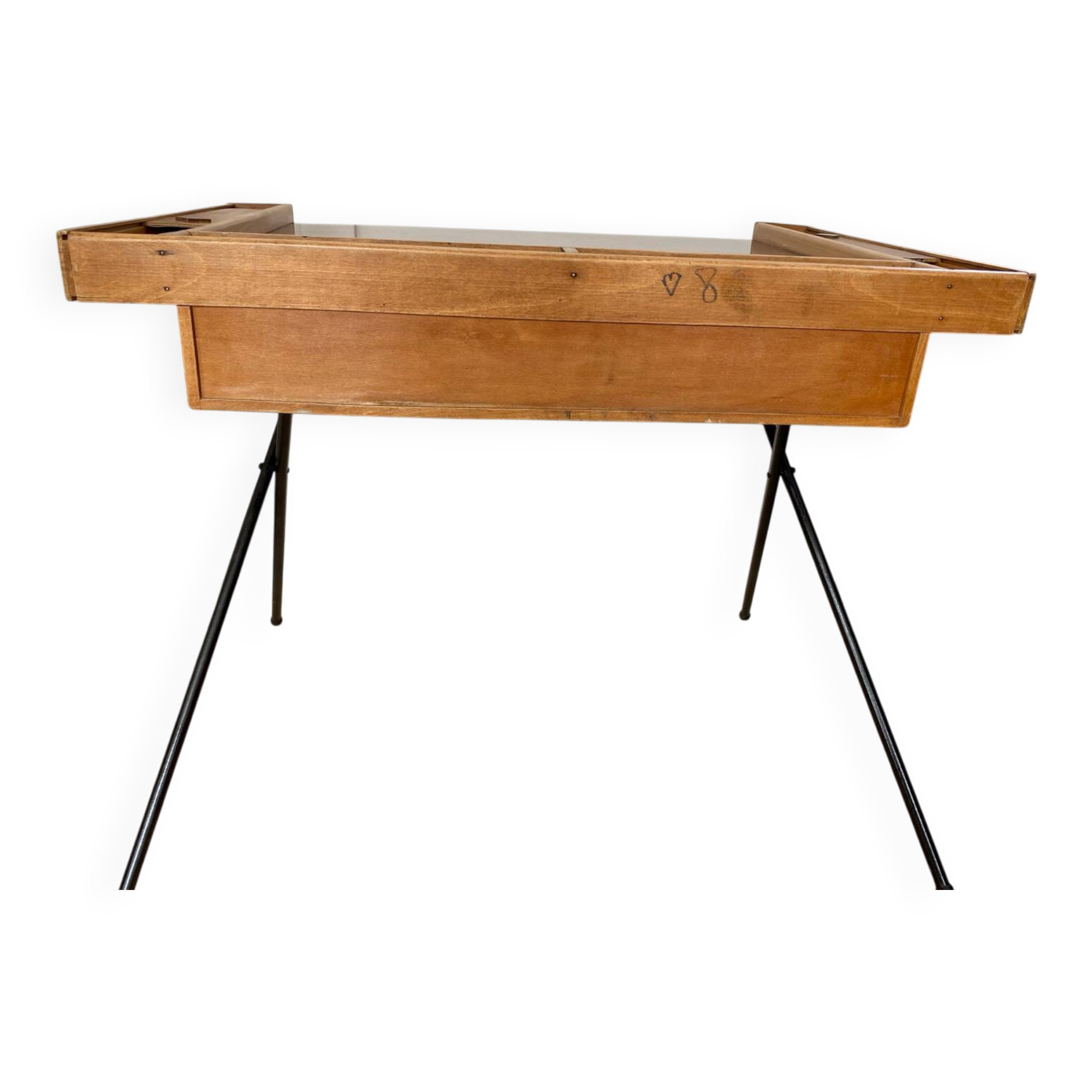 Vintage folding desk in wood and metal – 1960s