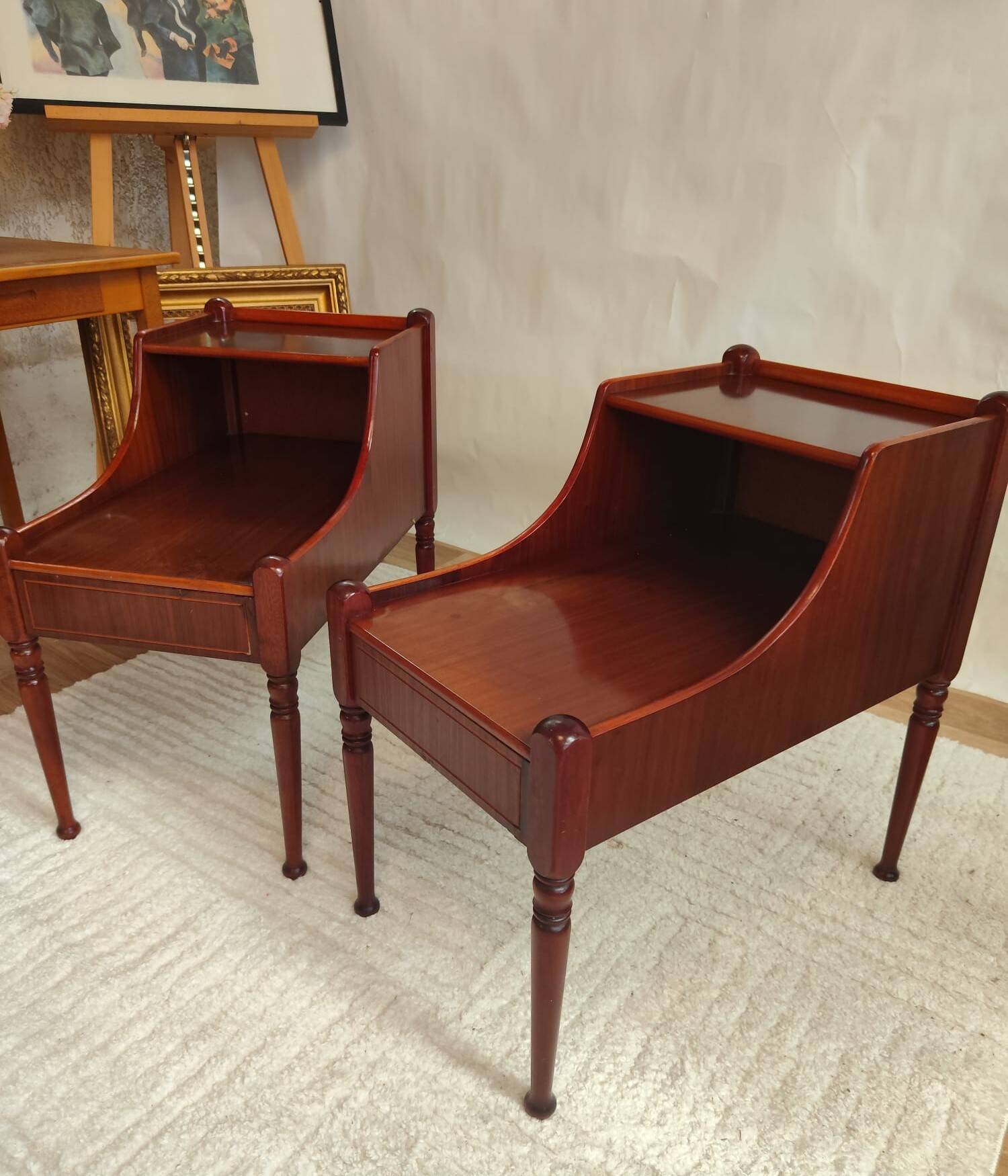 Pair of vintage Danish Scandinavian bedside tables in mahogany – 1950s