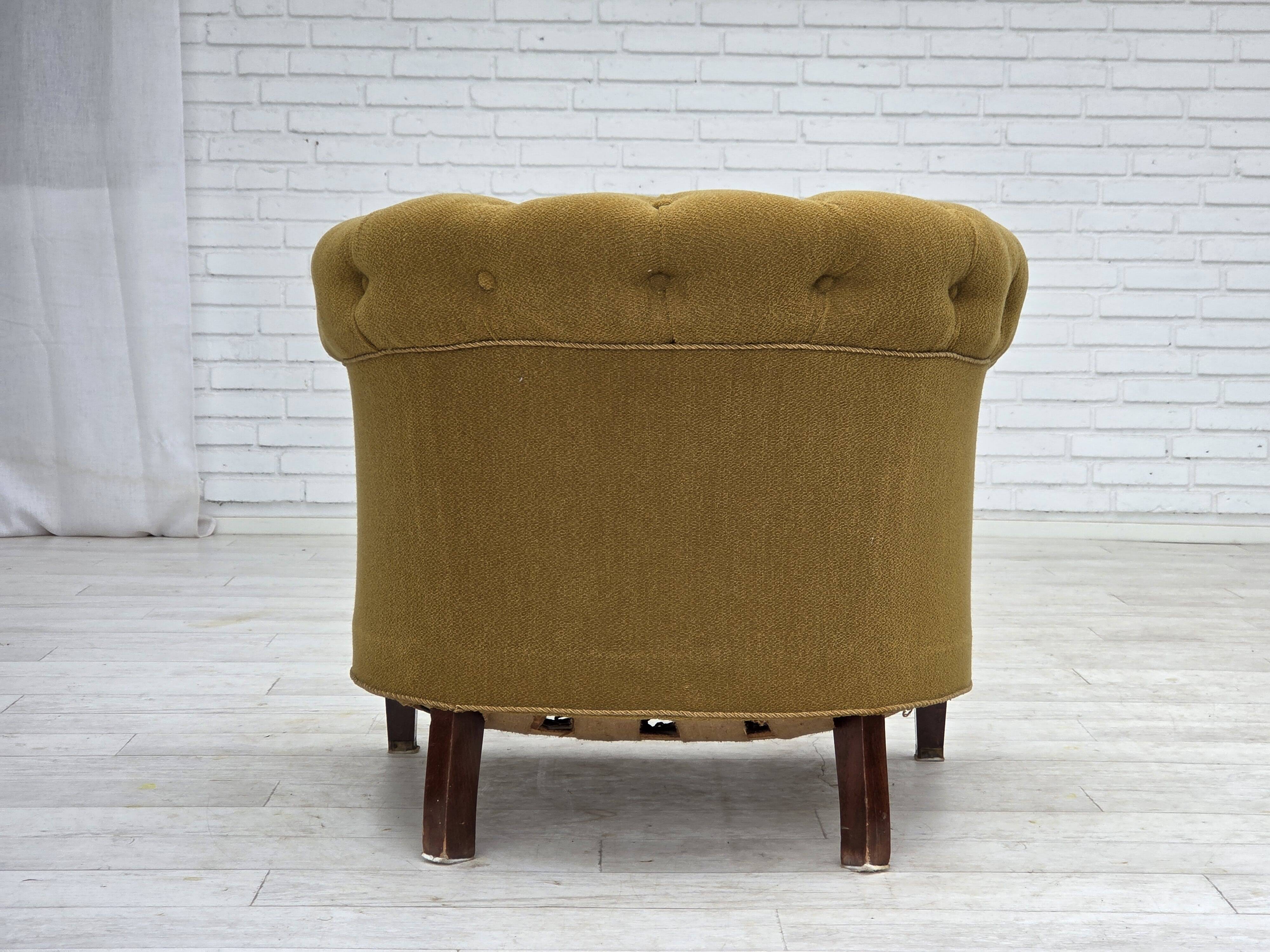 1950s, Danish relax chair, green furniture wool, ash wood.