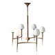Chandelier in gilded brass and white opalines with 6 lights 1960.