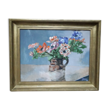 Old painting signed representing a bouquet of anemones