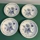 Set of 4 hollow plates Gien France vintage blue floral decorations signed