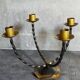 Pair of wrought iron candle holders four arms 50s