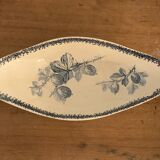 Soupière ravier and dish old blue porcelain Sarreguemines model Groseilles