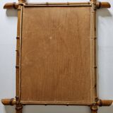 Turned wooden mirror in imitation of bamboo, mid-century, 54 cm x 67 cm
