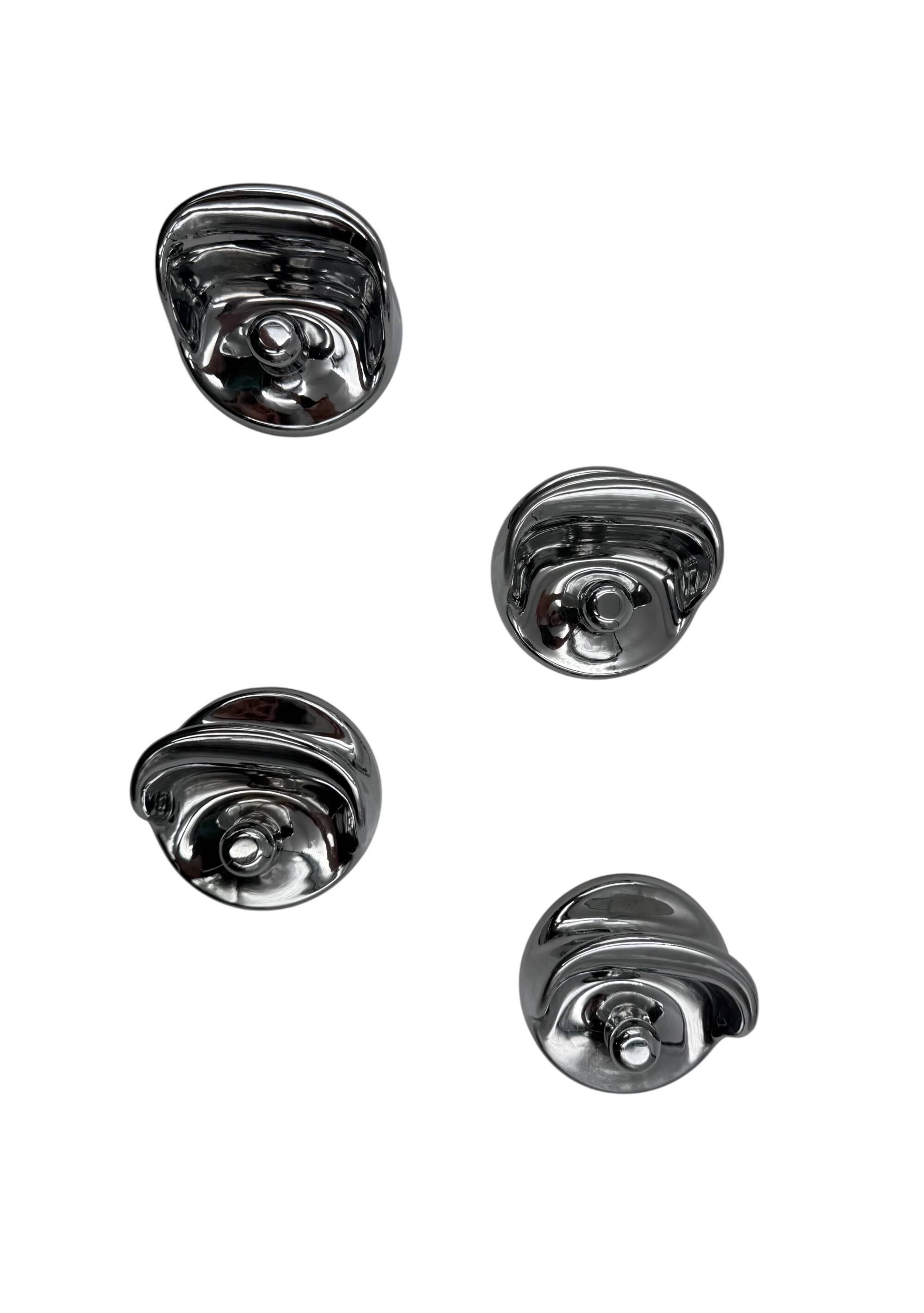 Space age set of 4 chrome plastic coat hangers, Olaf Von Bohr, Kartell Ital