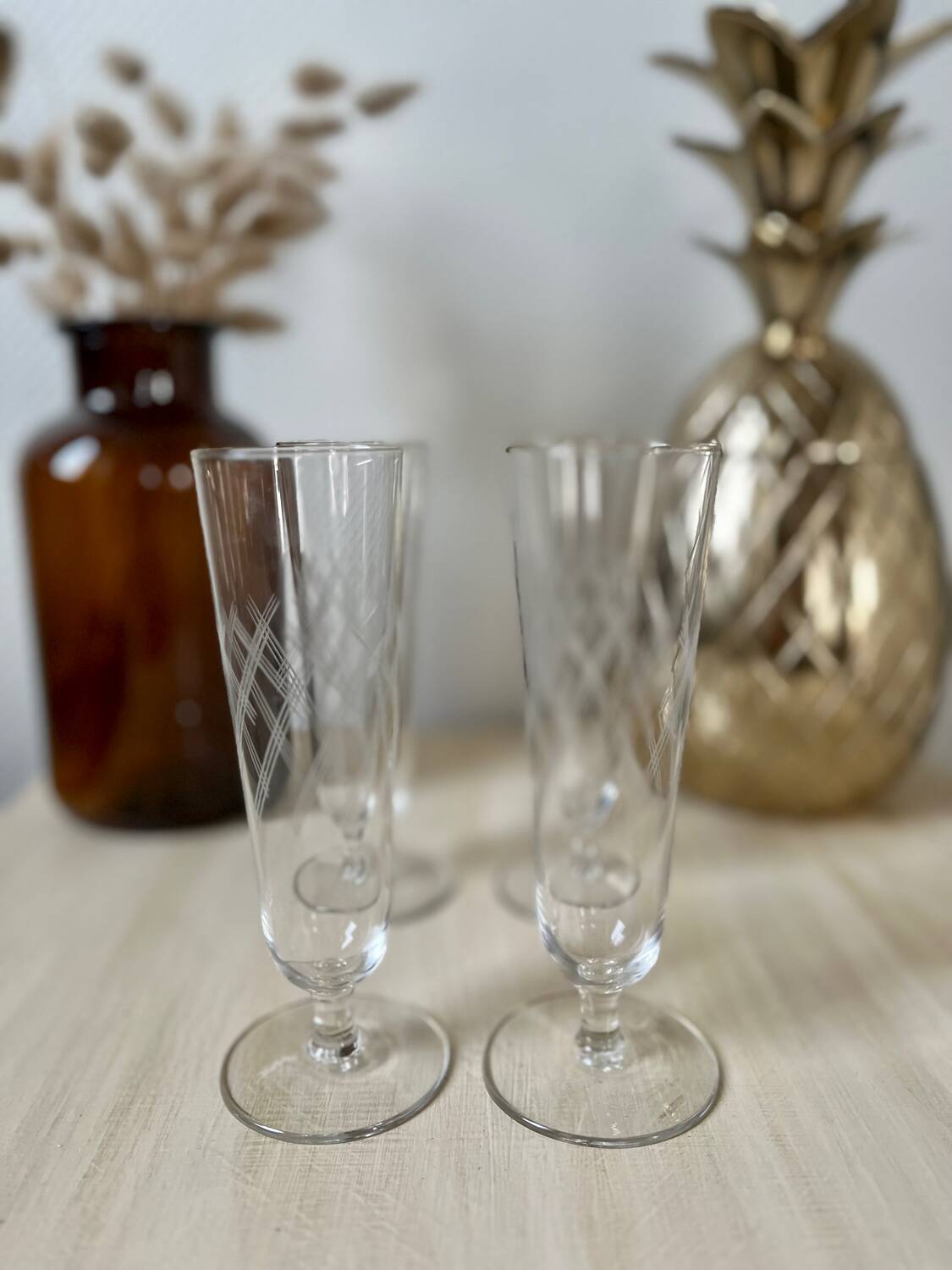 Ensemble de 4 flutes coupes de champagne vintage