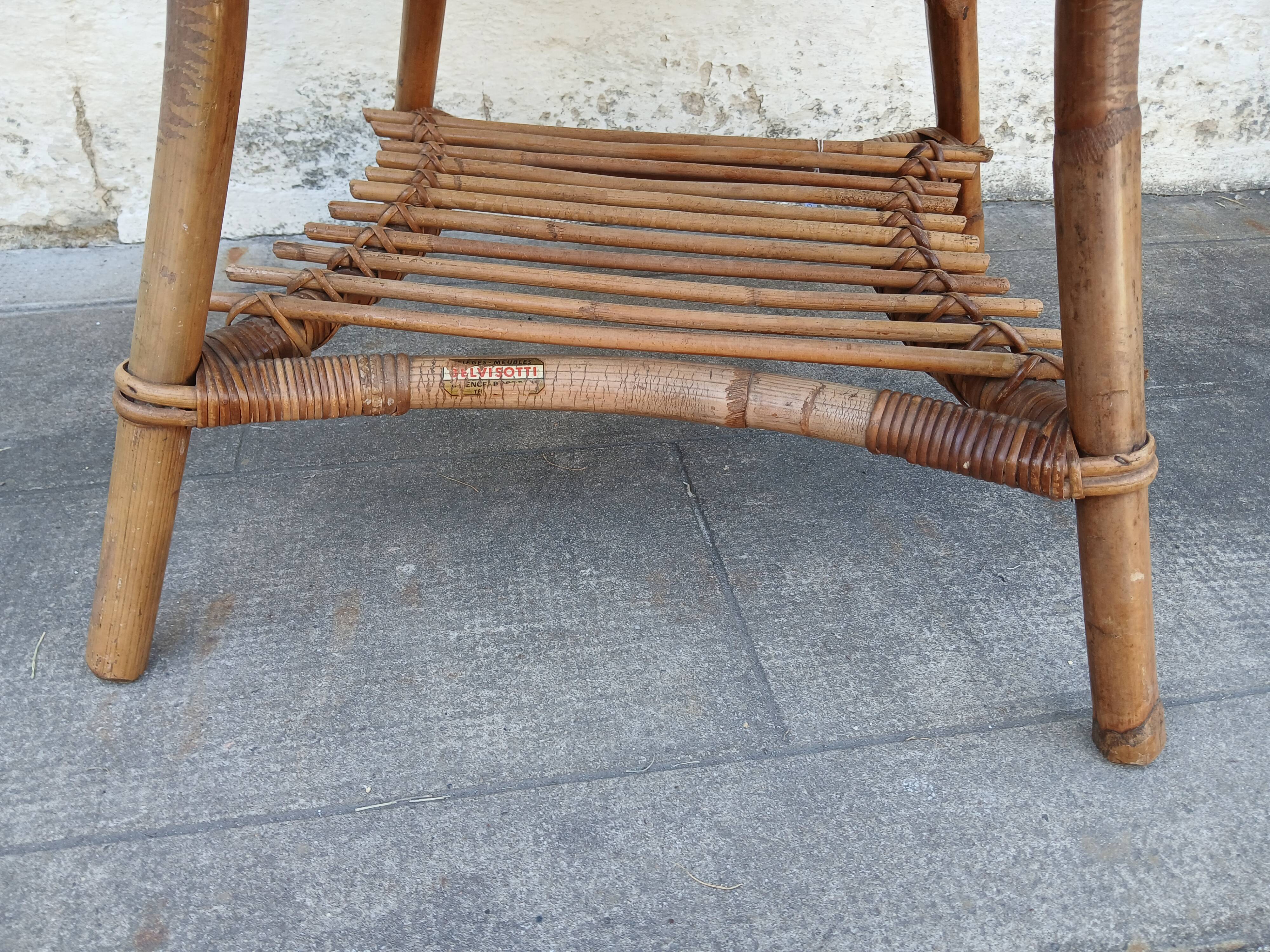 Table basse vintage en rotin belvisoti