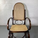 Rocking chair Chair in wood and Cannage from the 70s