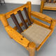Set of 2 armchairs in solid pine with boucle fabric, 1970s Scandinavian design.