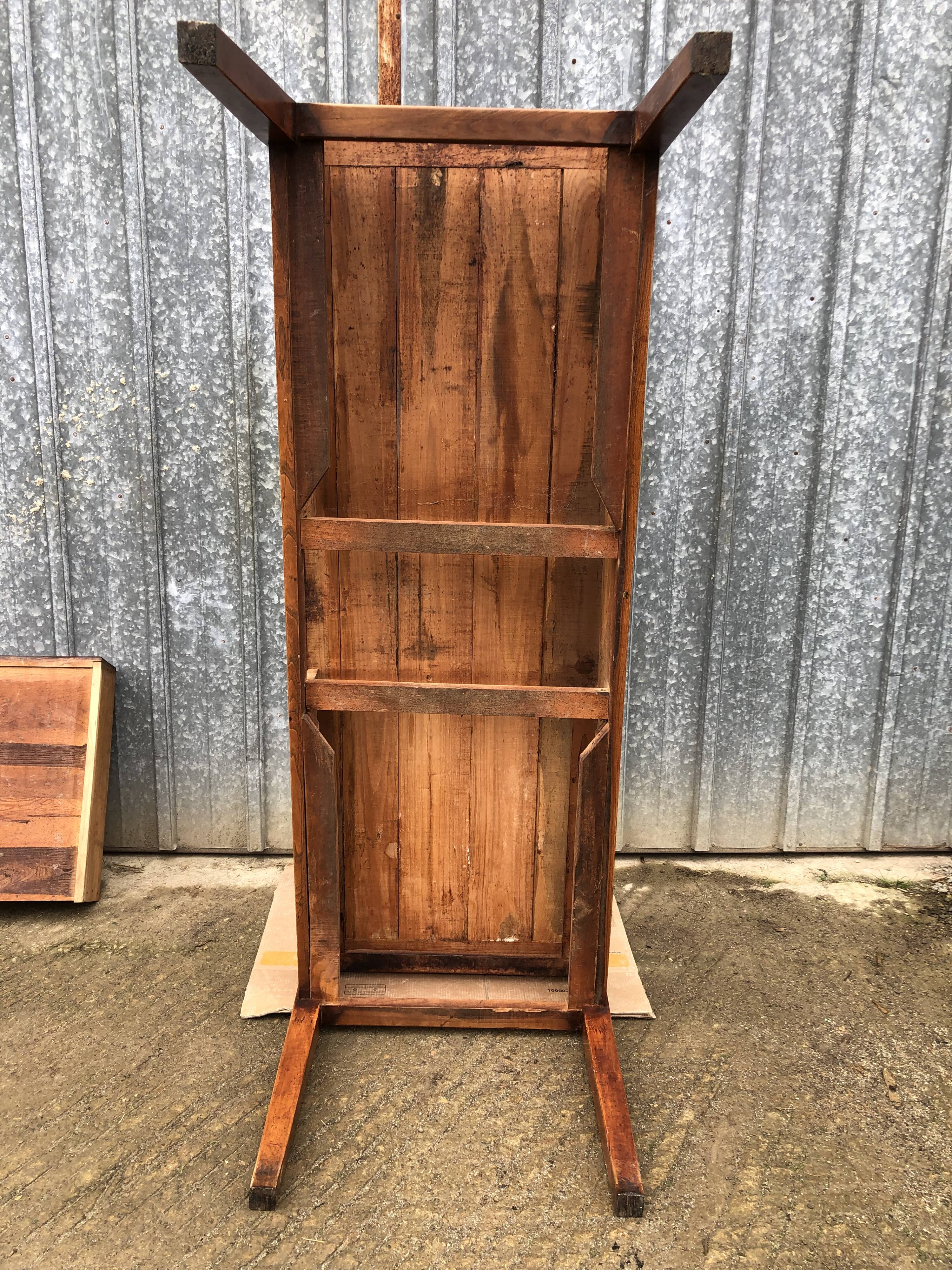 Antique farmhouse table in solid cherry wood with 3 drawers and 1 pull-out.