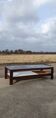 Vintage 1970s coffee table 137 cm wenge smoked glass  wicker basket