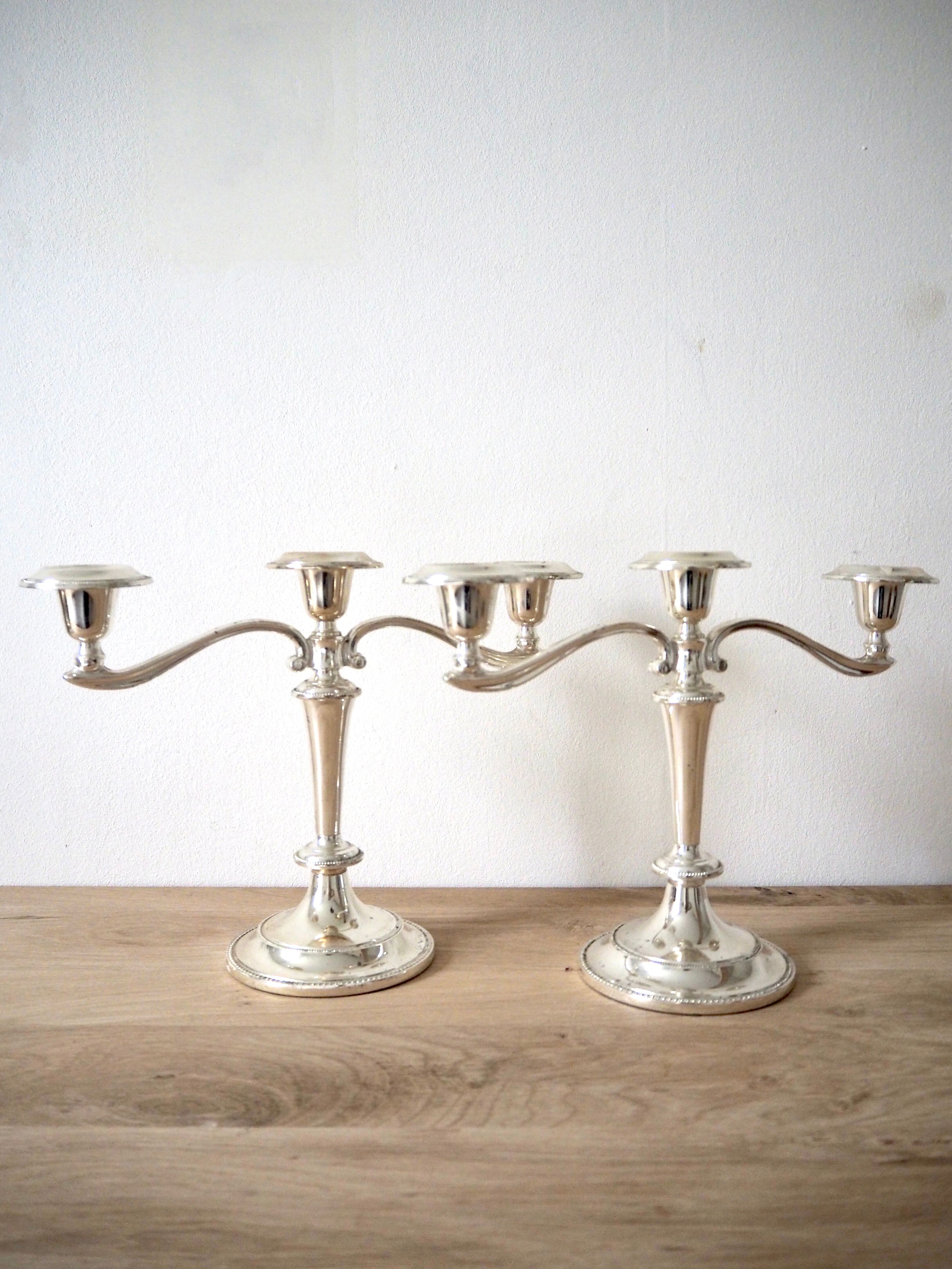 Pair of silver plated candlesticks