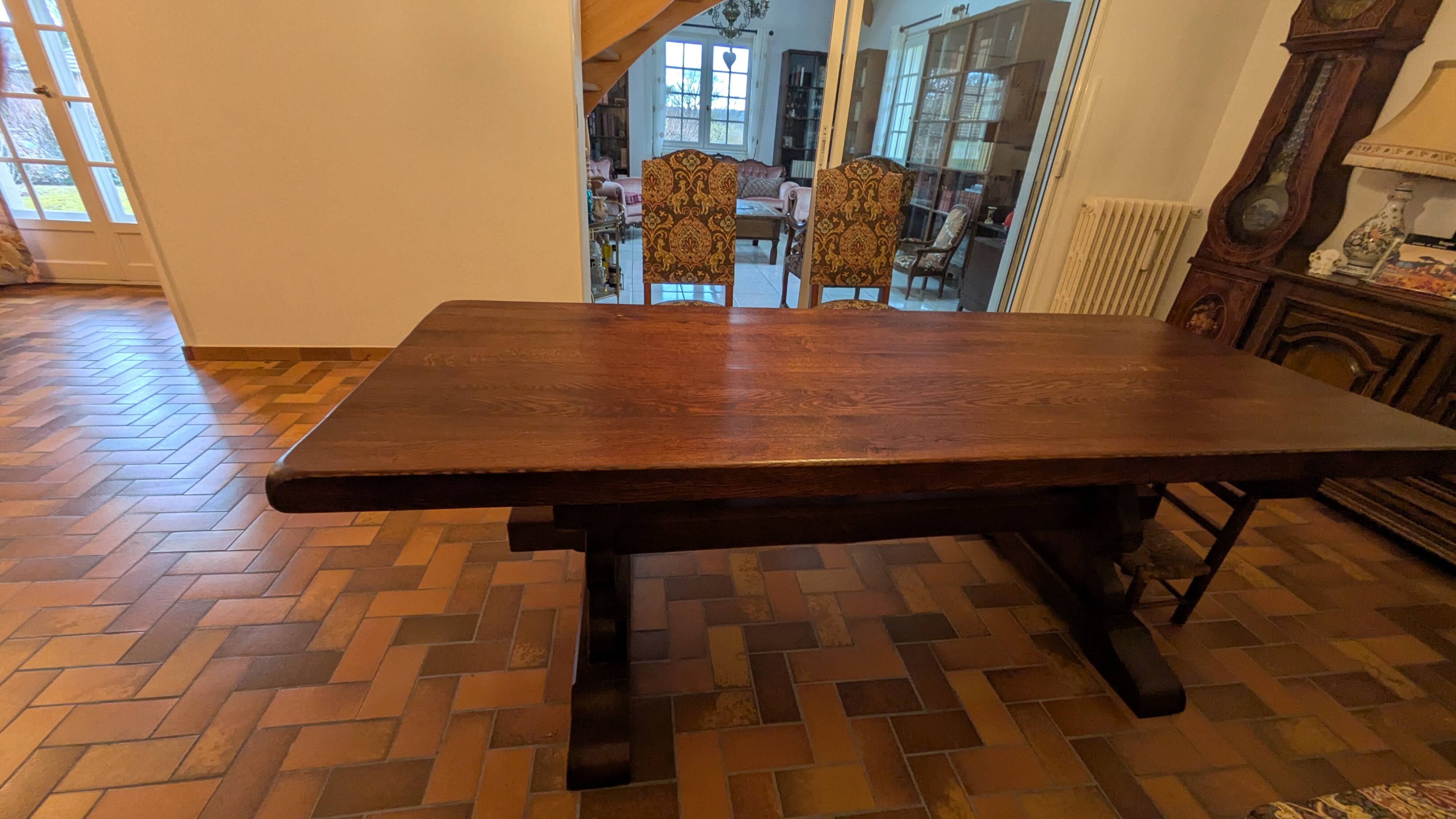 Large monastery table in solid oak