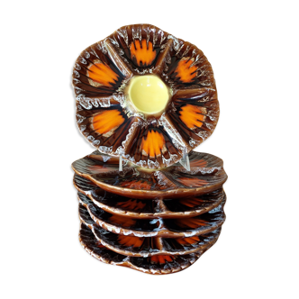 6 vintage oyster plates Vallauris