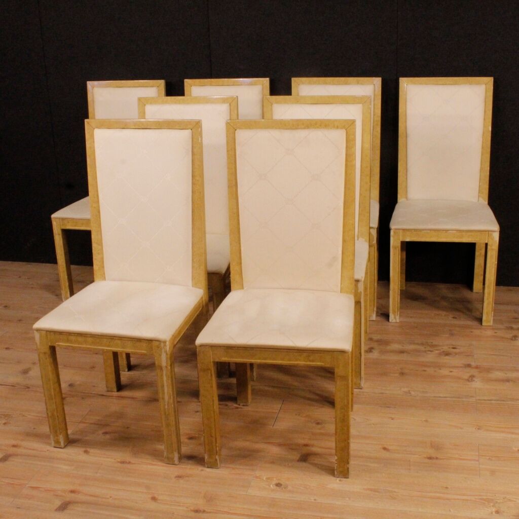 Set of 8 Italian Chairs, lacquered and painted