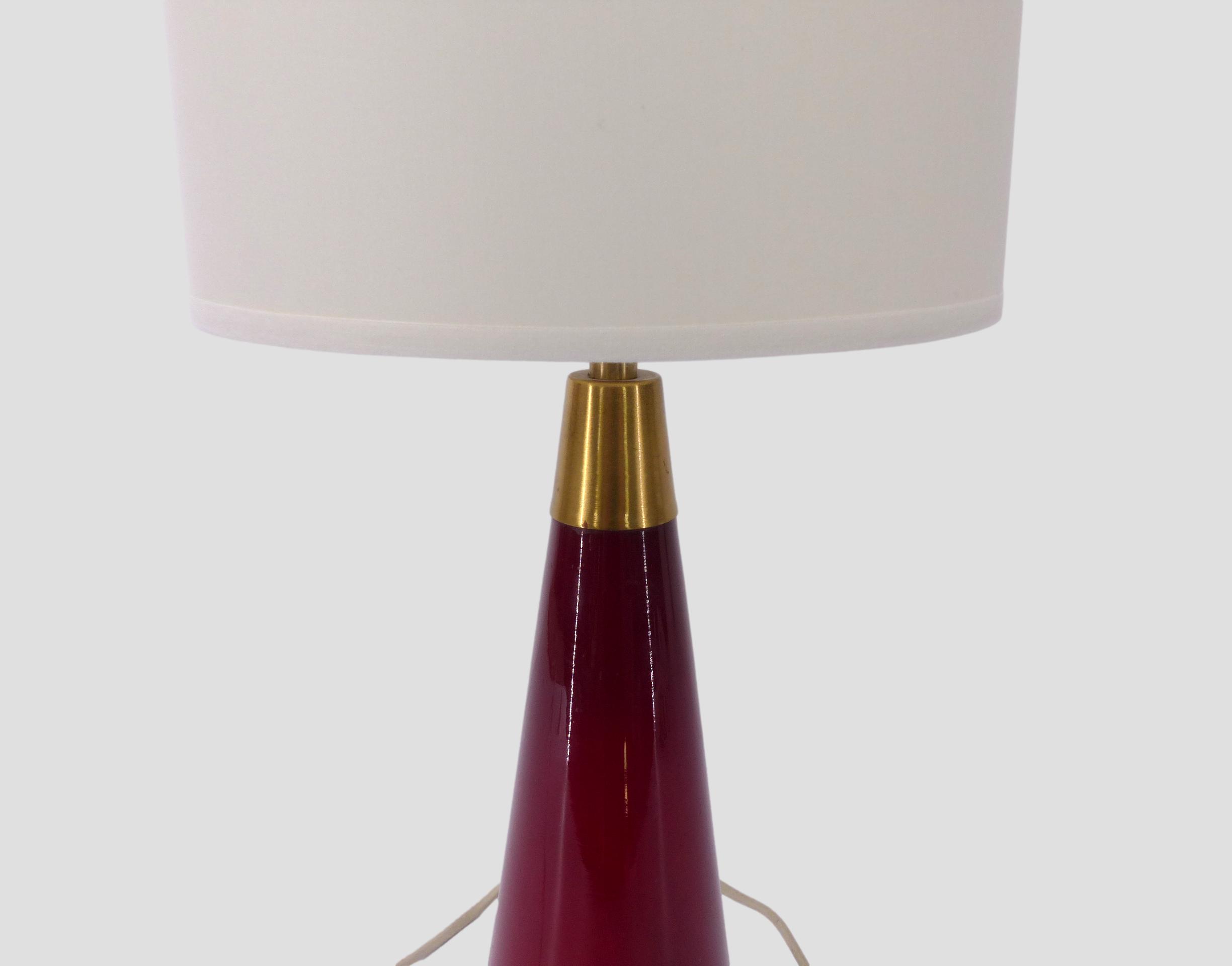 Scandinavian lamp in red glass Kastrup Denmark 1960
