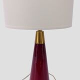 Scandinavian lamp in red glass Kastrup Denmark 1960