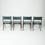 4 chaises en bois et velours Gibelli Giuseppe