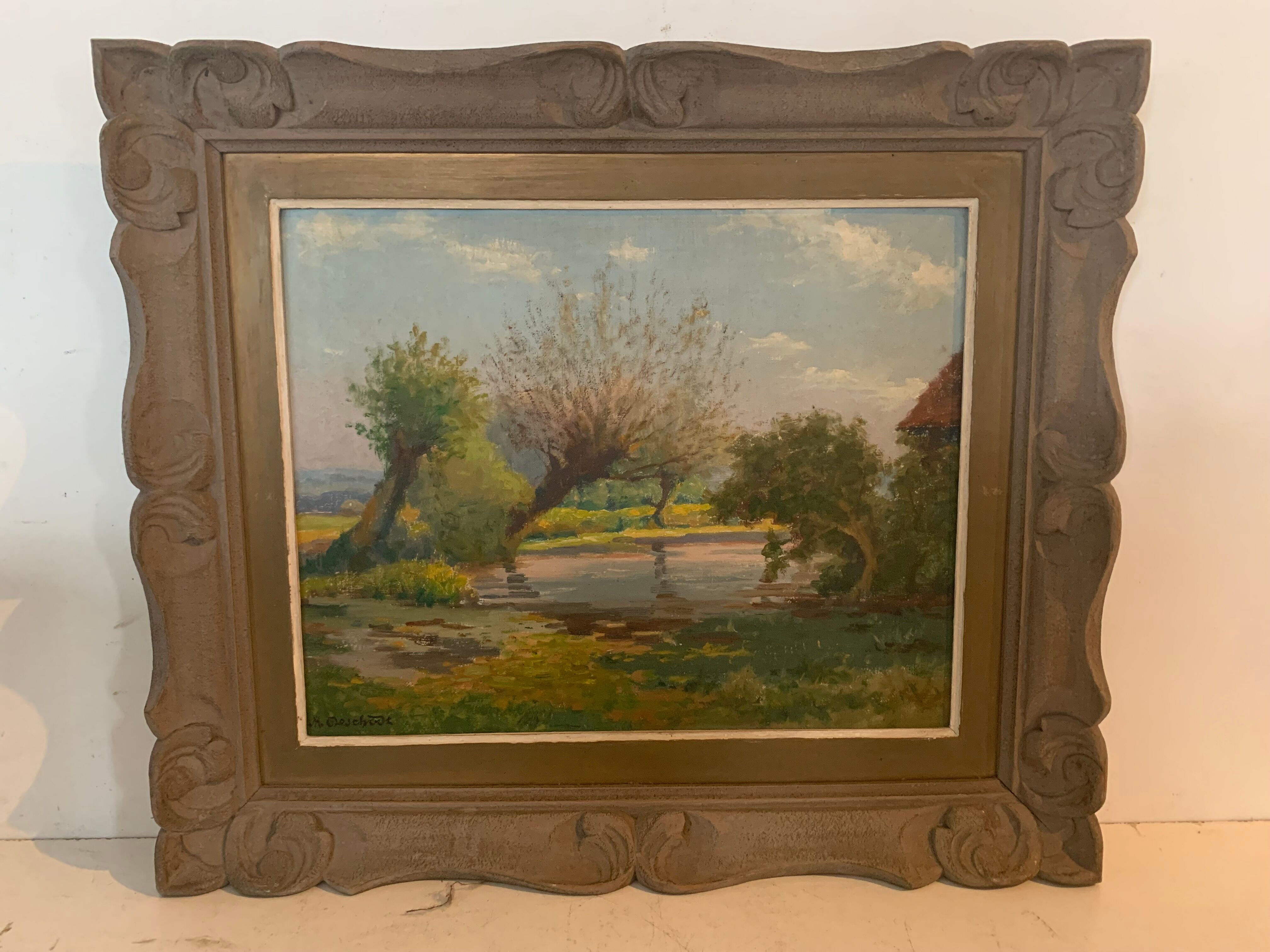 M.deschoot (1899/ 1971 ) oil on canvas countryside landscape