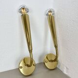 set of 2 Brass "TORCH" Stilnovo Style Theatre Wall Light Sconces, Italy, 1970s