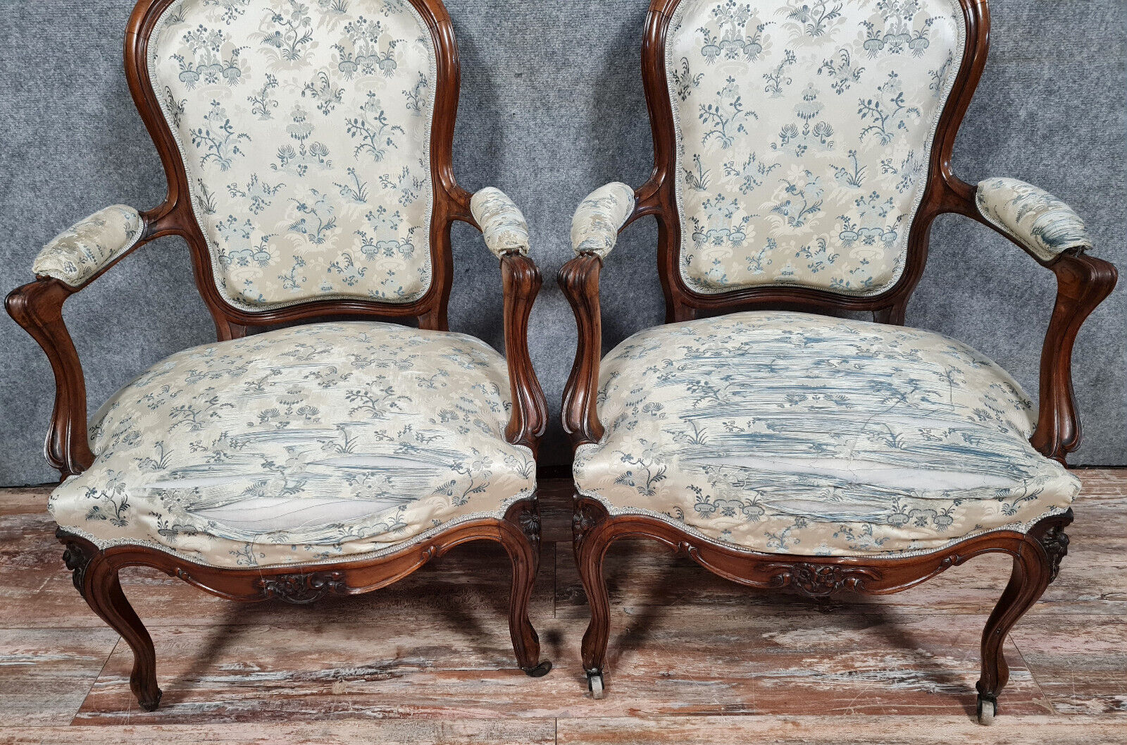 Pair of armchairs from the Napoleon III period in rosewood