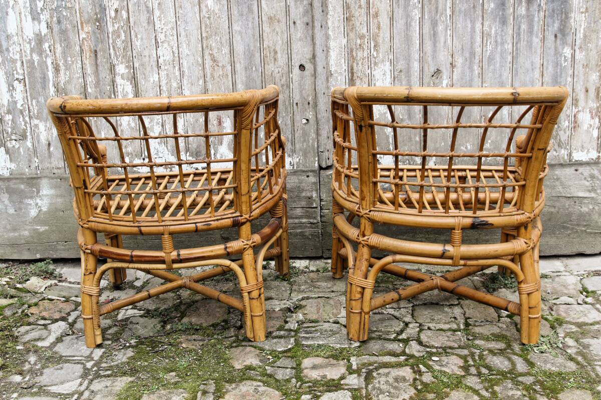 Paire de fauteuils en rotin, made in Italy