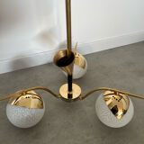 Lot light fixtures and chandeliers design Arlus 50s brass and opaline vintage