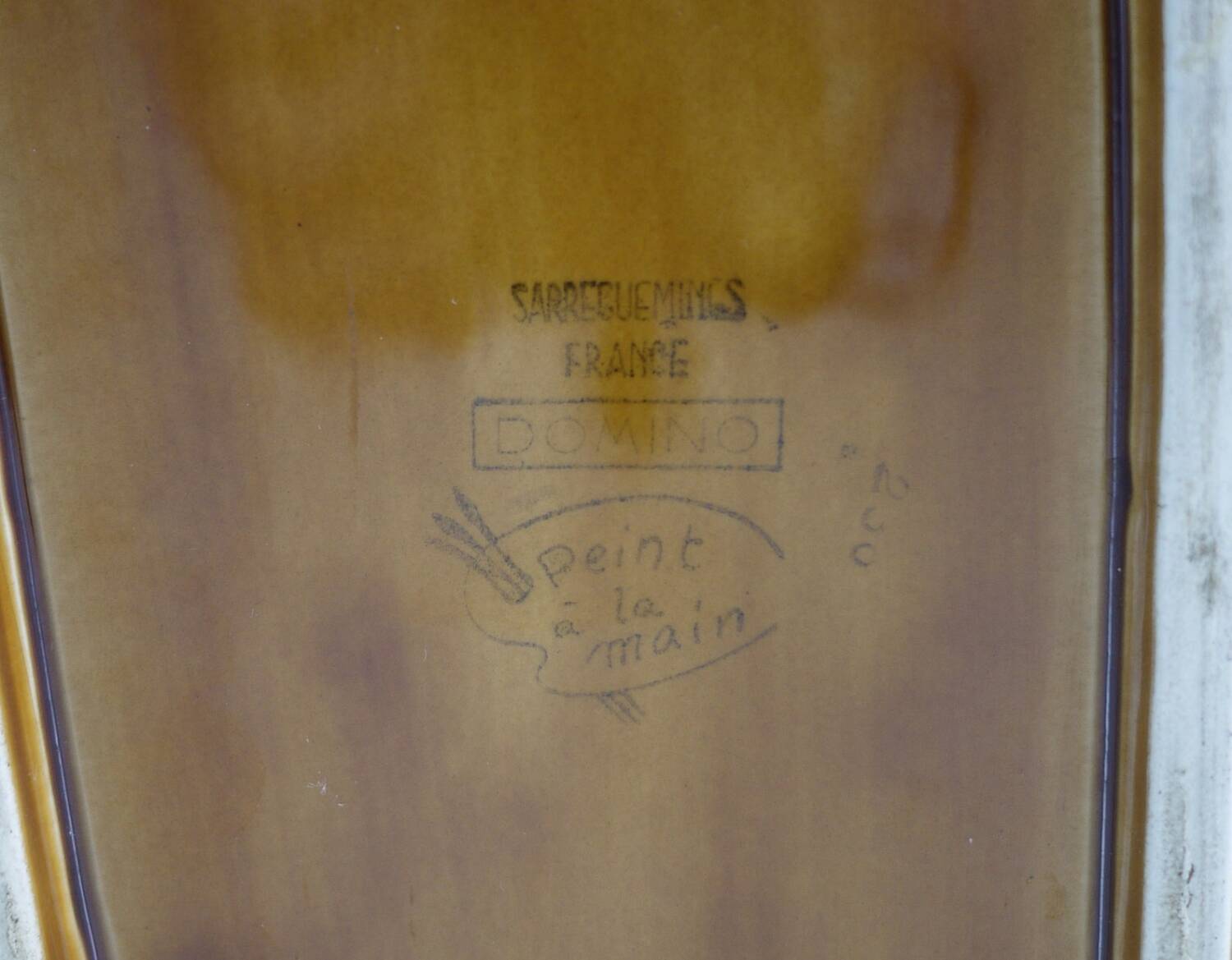 Grand plat vintage en céramique Domino Design by Sarreguemines