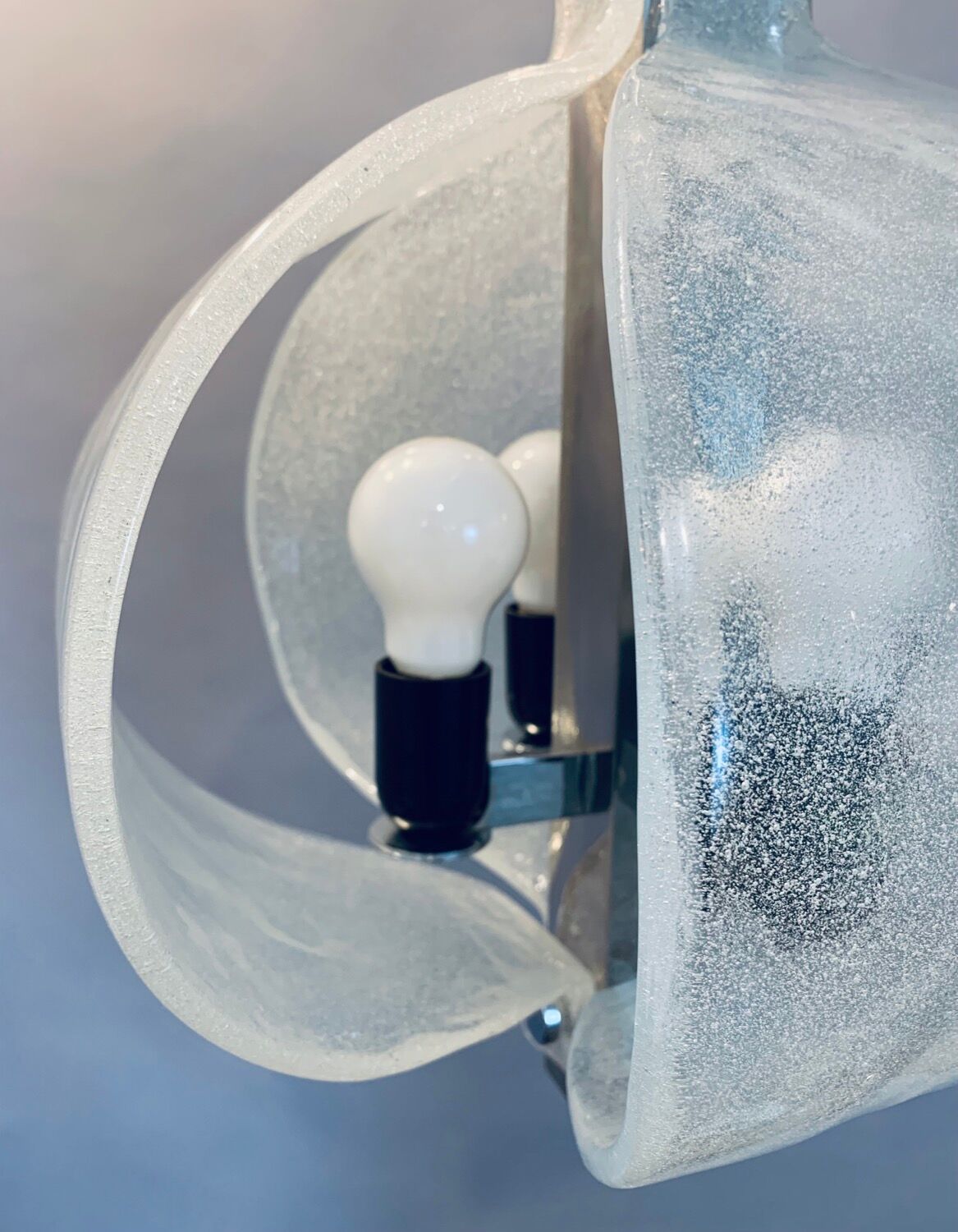 1960s Kaiser Murano Glass and Chrome Ceiling Light