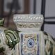 Vintage elephant ashtray in glazed ceramic – Green, cream and blue – Asian decor