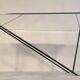 Superb asymmetrical coffee table AIRBORNE 1950s glass and lacquered metal.