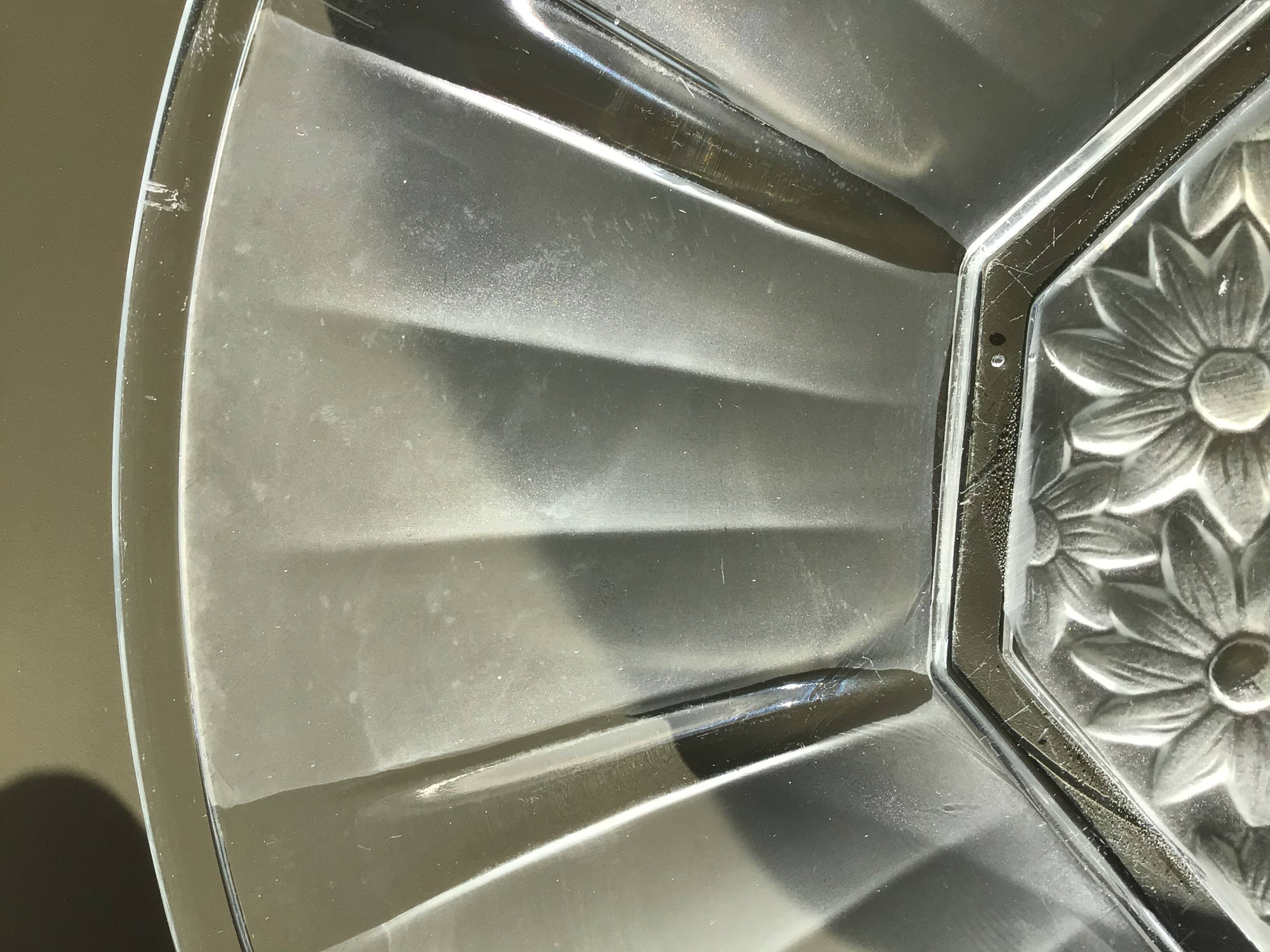 Art Deco glass cup with sandblasted flowers