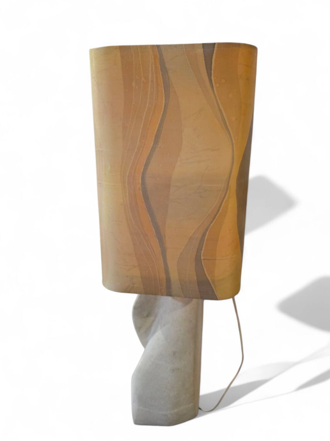 Rare lampe en pierre de calcaire Maison Brusson circa 1990