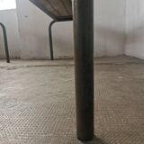 Pair of vintage metal and wood school benches