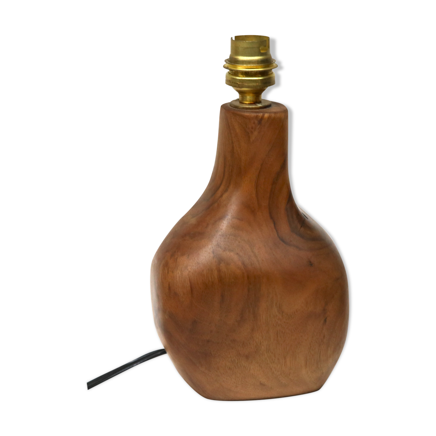 Modernist lamp foot free form in solid walnut by Richard Lecompte