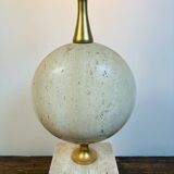 Philippe Barbier Lamp Maison Barbier Travertine and Brass Vintage 1970 - 60