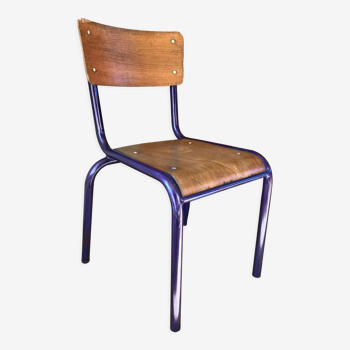 Chaise d'écolier à pieds bleus années 50