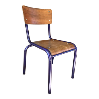 Chaise d'écolier à pieds bleus années 50