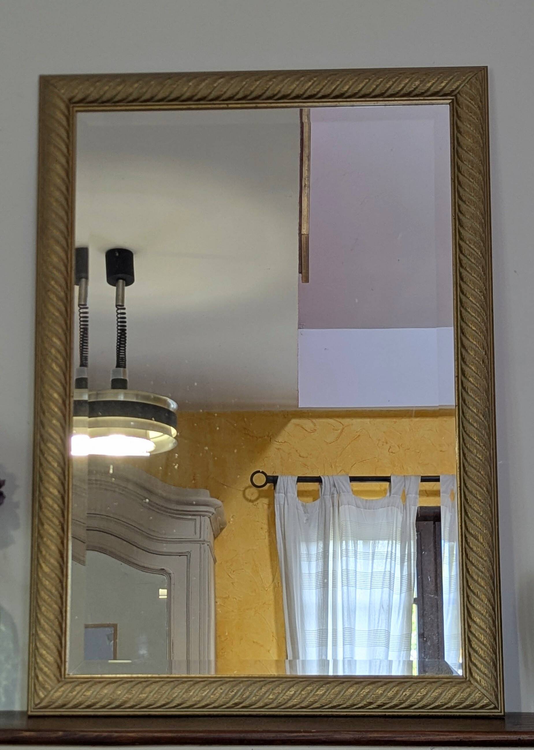 Gold beveled glass trumeau mirror