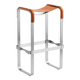 Bar Stool with Aged Silver Steel and Natural Tobacco Saddle Leather Contemporary Style