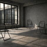 Vintage Mid-Century Modern Minimalist Black Metal Åland Chair from Ikea