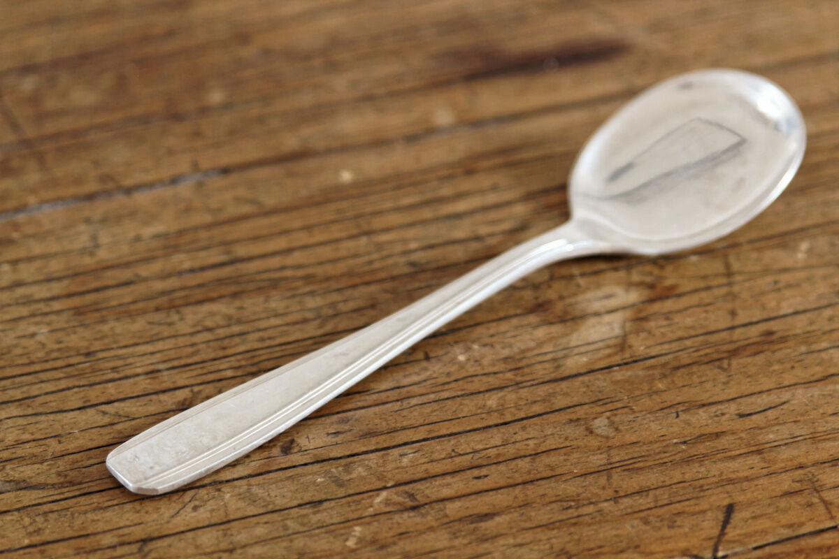12 silver metal ice spoons, Ercuis