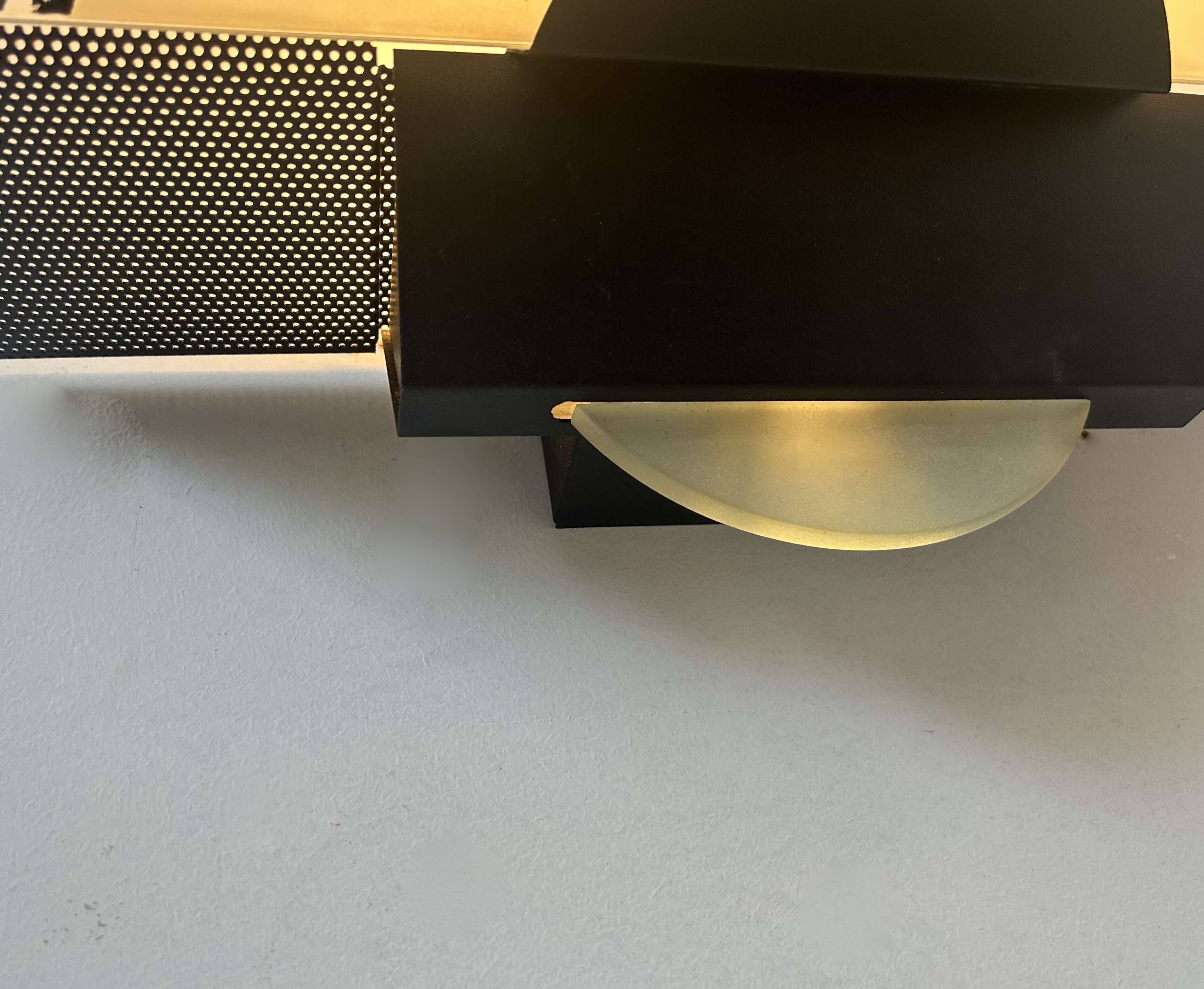 Vintage sandblasted glass wall lamp by Vetri Murano, Italy 1970