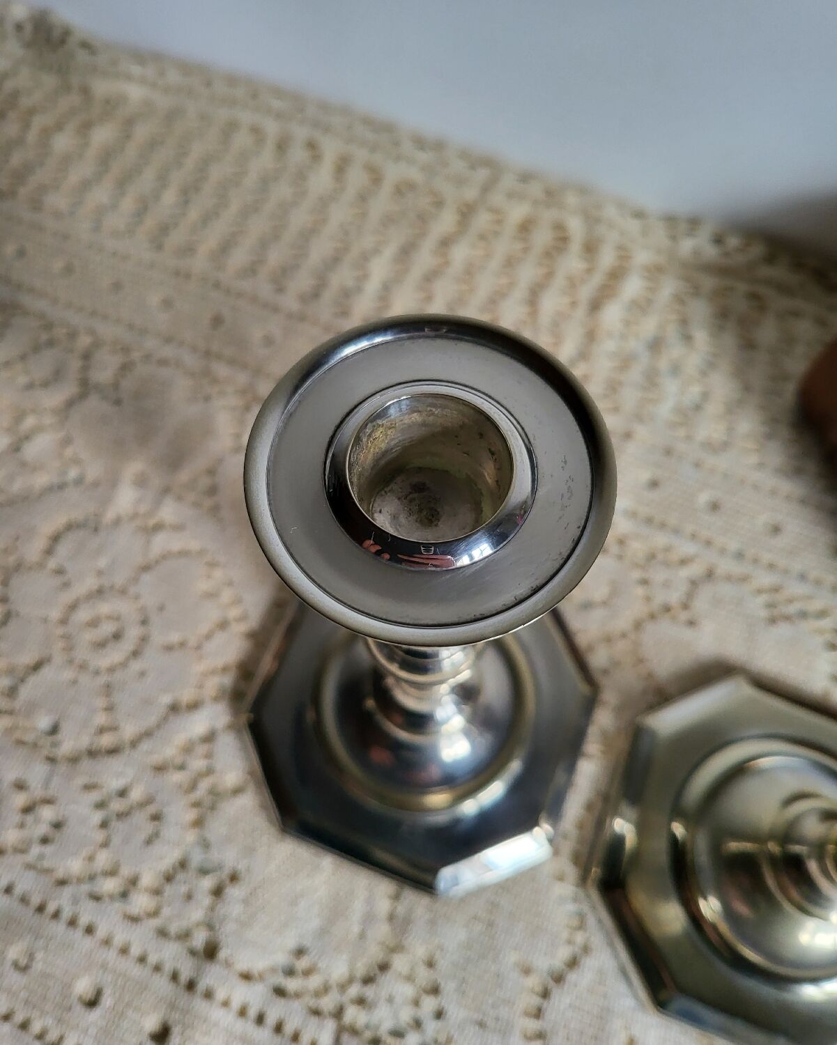 Pair of silver-plated candlesticks